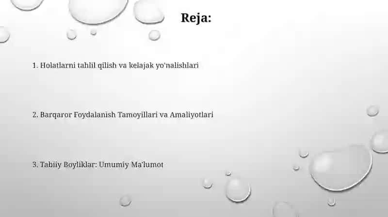 Tabiiy resurslar va ulardan oqilona foydalanish 2