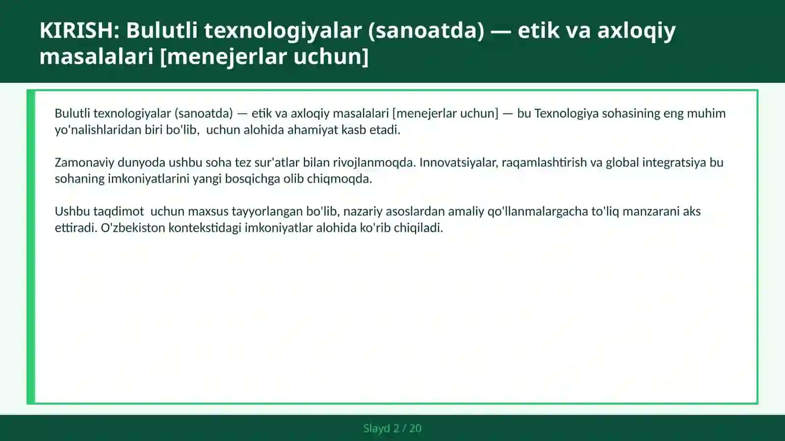 Bulutli texnologiyalar (sanoatda) — etik va axloqiy masalalari [menejerlar uchun] 2