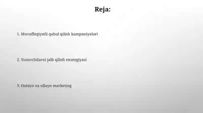Yozgi taʼtil vaqtida maktabning bitiruvchi sinf oʻquvchilarini OTM ga jalb etish 2