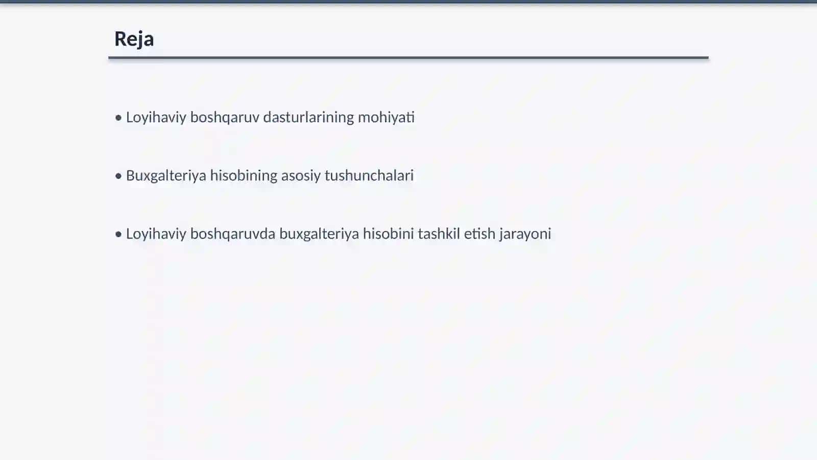 Loyihaviy boshqaruv dasturlarida buxgalteriy: hisobini tashkil etish 2