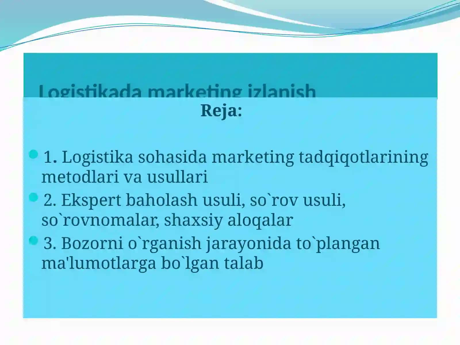 TRANSPORT LOGISTIKASI FAKULTETI SIRTQI BO`LIM 1-KURS 80-21 – GURUH TALABASISOBIRJONOV LOCHINNINGYO`NALISHGAKIRISH FANIDAN BAJARGAN MUSTAQIL ISHI 2