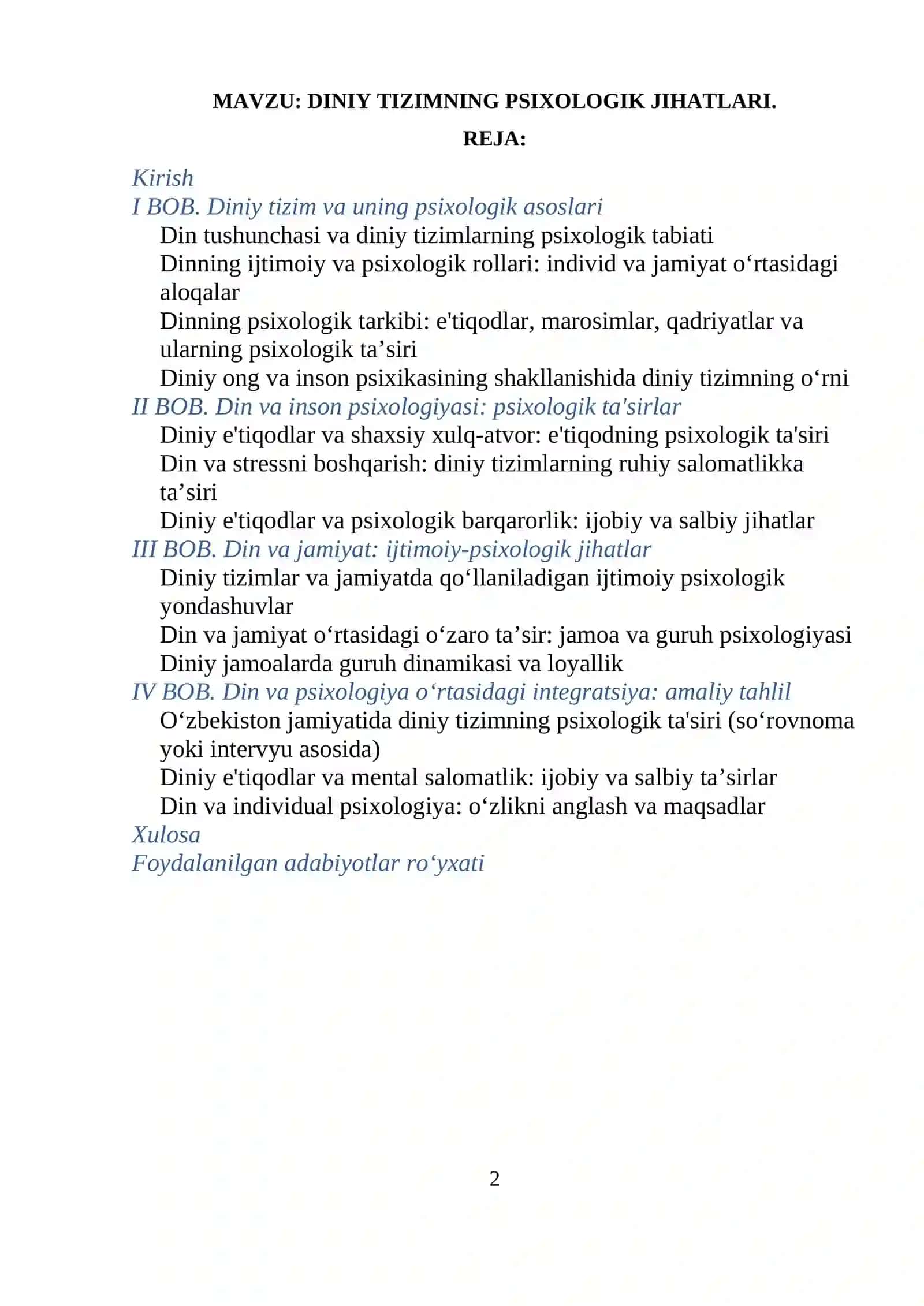 DINIY TIZIMNING PSIXOLOGIK JIHATLARI 2