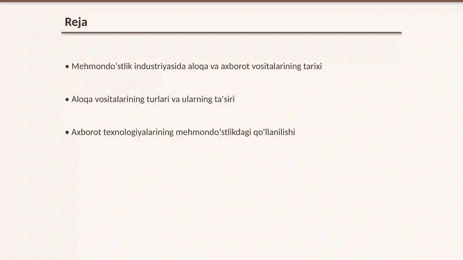 Aloqa va axborot vositalari mehmondo‘stlikda 2