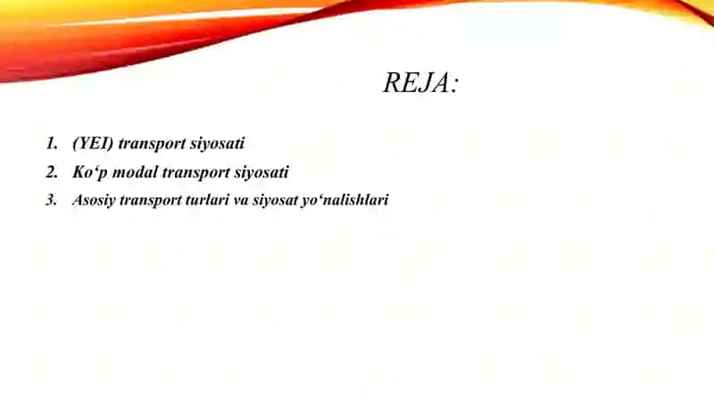 Yevropada transport sohasidagi asosiy siyosati 2
