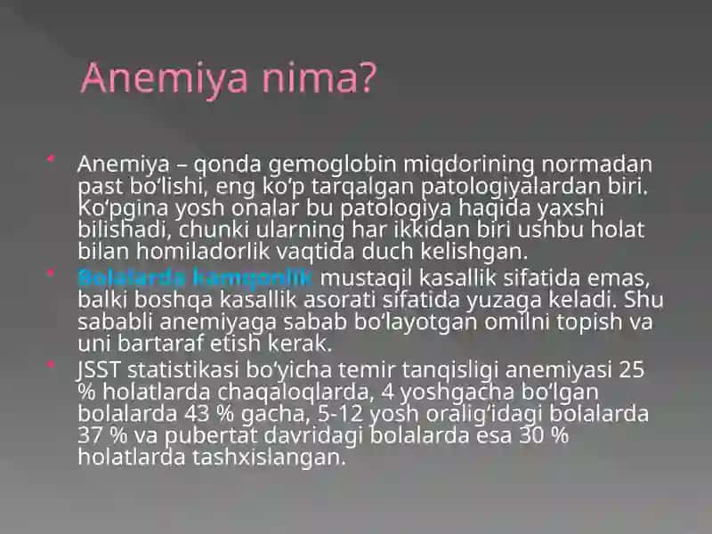 Bolalar anemiyasi 2