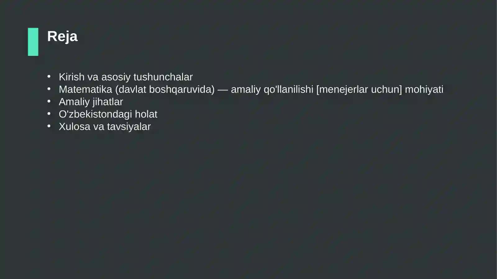 Matematika (davlat boshqaruvida) — amaliy qo'llanilishi [menejerlar uchun] 2