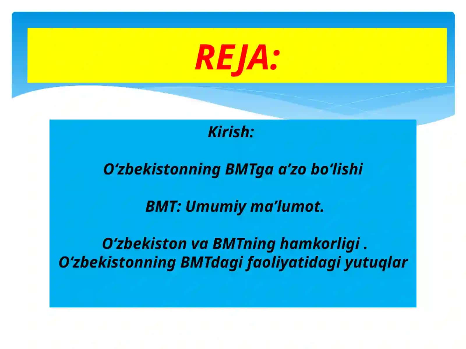 O’ZBEKISTONING ENG YANGI TARIXI FANIDAN 2