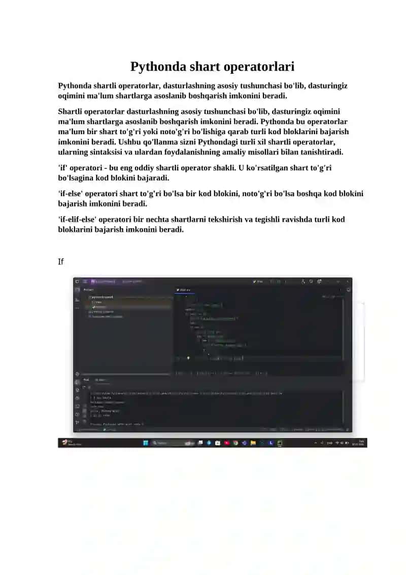Pythonda shart operatorlari 2