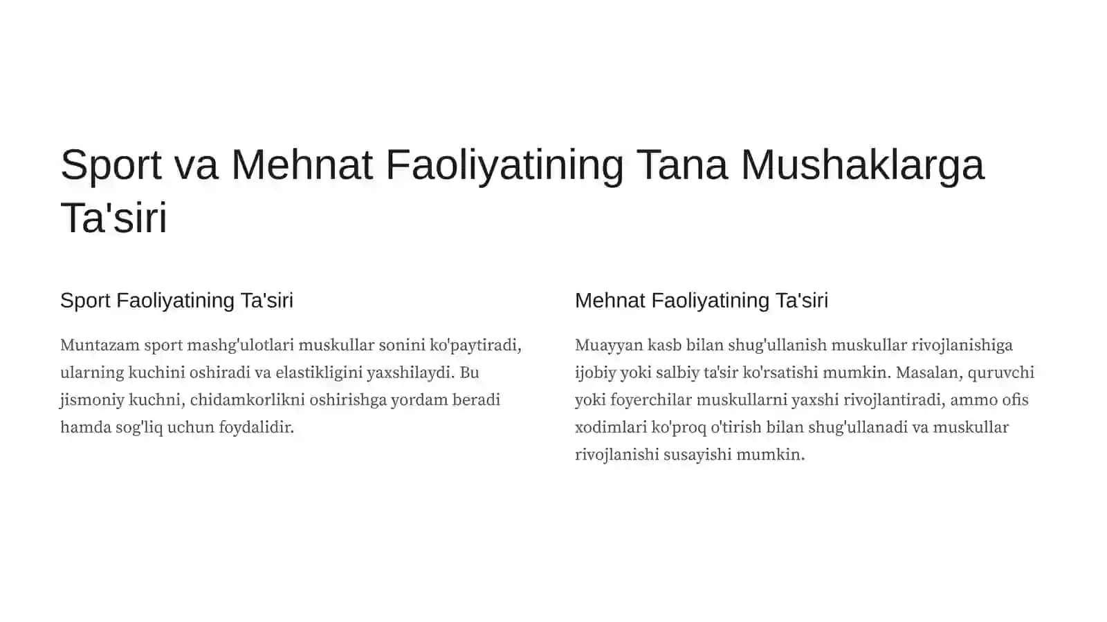 Sport va Mehnatning Ta'siri 2
