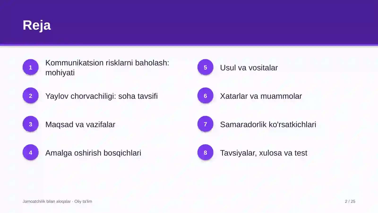 Yaylov chorvachiligida kommunikatsion risklarni baholash 2