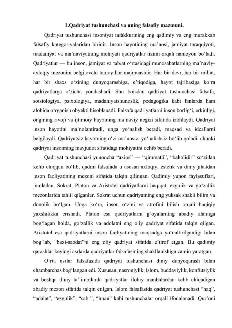 Qadriyatlar falsafasi 2