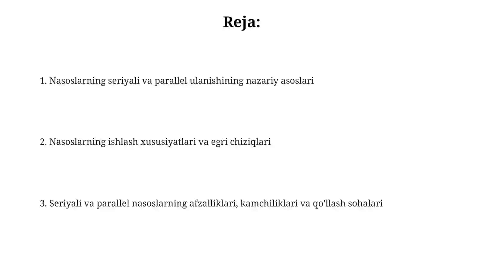 Markazdan qochma nasoslarning ketma ket va parallel ishini o'rganish 2