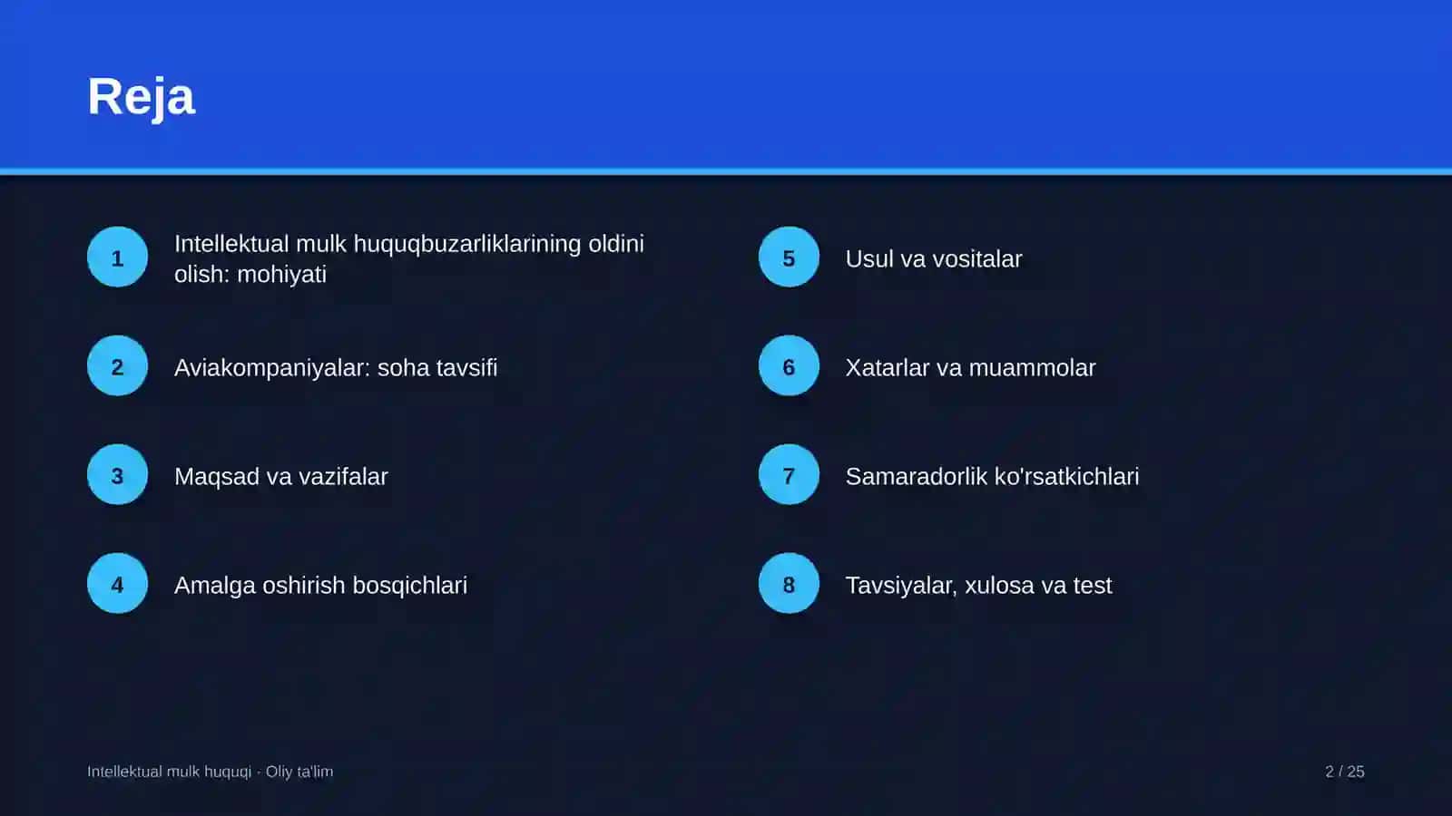 Aviakompaniyalarda intellektual mulk huquqbuzarliklarining oldini olish 2