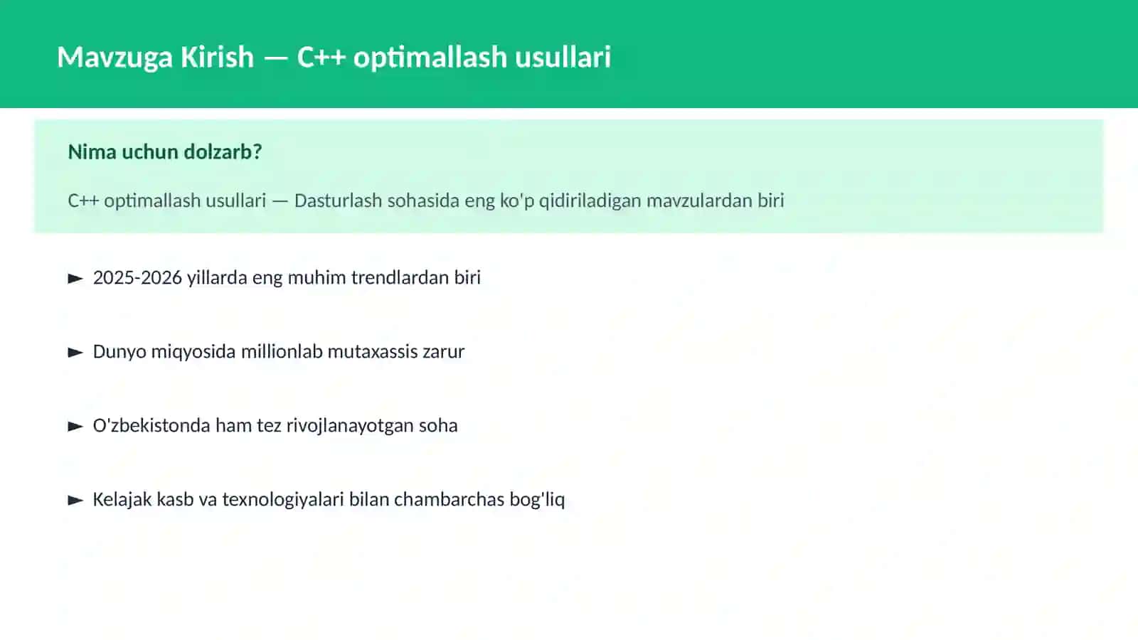 C++ VA TIZIM DASTURLASH 2