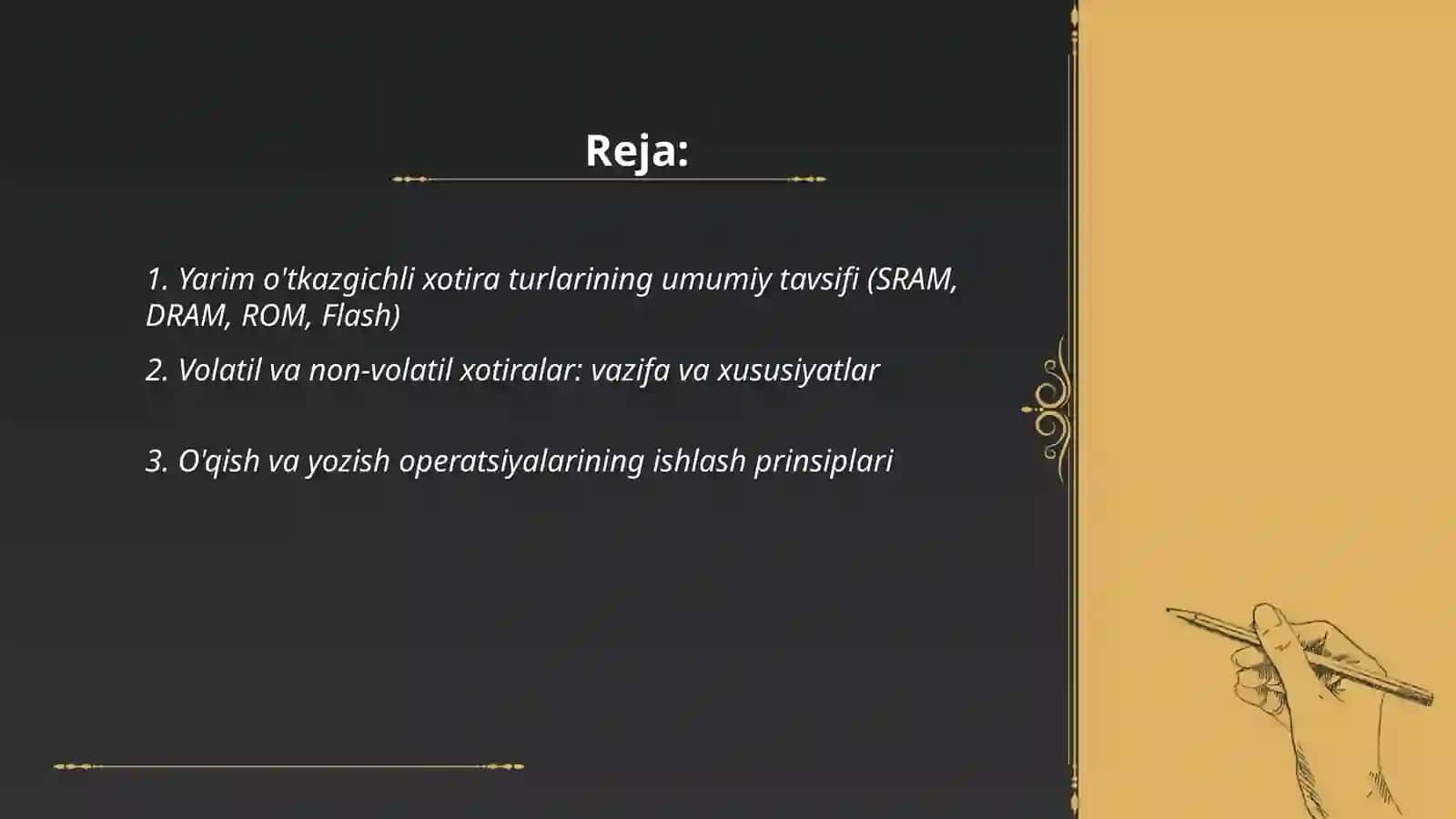 Yarim o'tkazgichli xotira qurilmalarining vazifalari va parametrlari 2