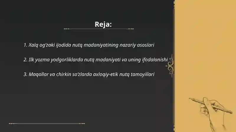 Xalq ogʻzaki ijodida va ilk yozma yodgorliklarda nutq madaniyati masalalari 2