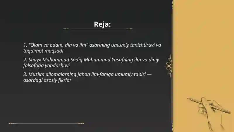 "Olam va odam, din va ilm" 2