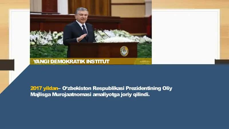 O‘zbekistonda xalqchil parlamentni shakllantirish islohotlari 2