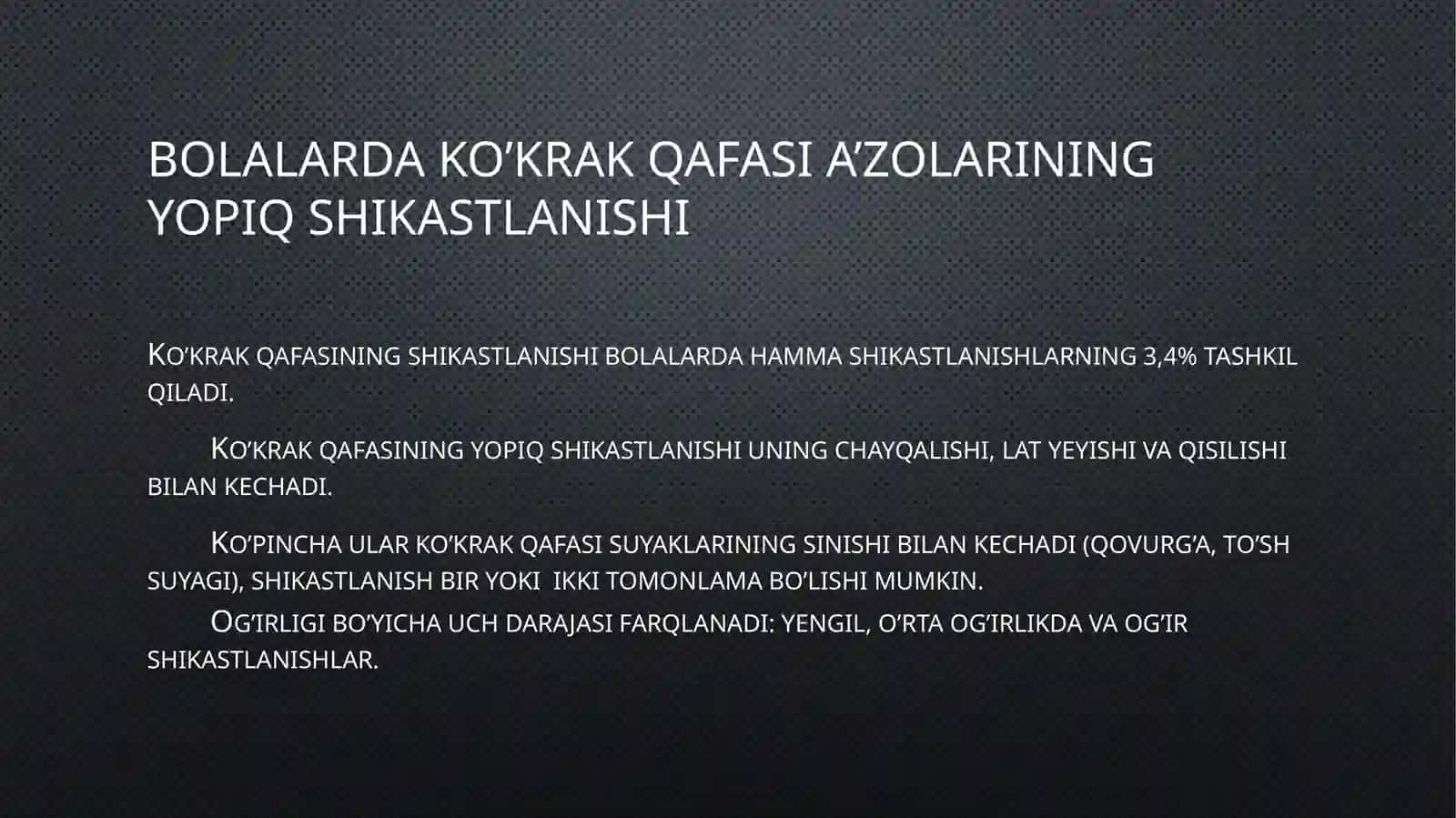 Bolalarda ko'krak qafasi a'zolarining yopiq shikastlanishi 2