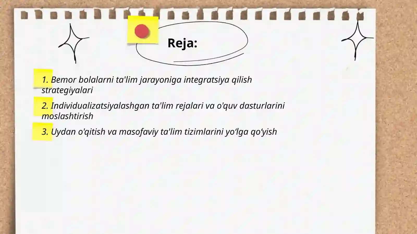 Bemor bolalarni o'qitish oldida turgan muammolarni bartaraf etish yo'llari 2