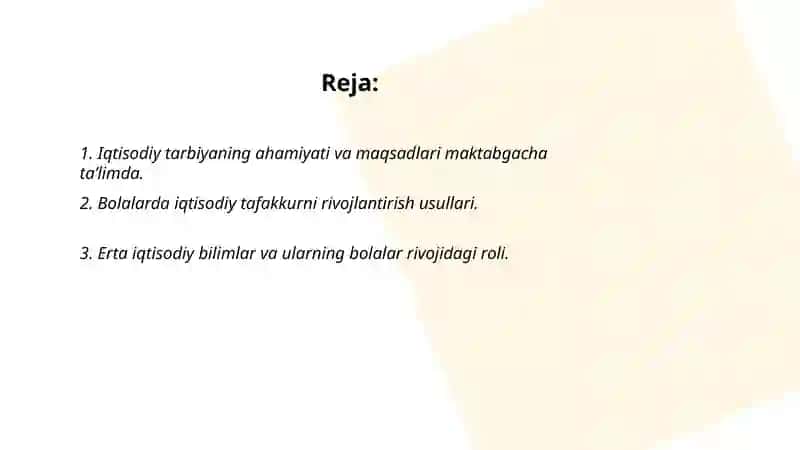Maktabgacha taʼlim muassasalarida iqtisodiy tarbiyani tashkil etish 2