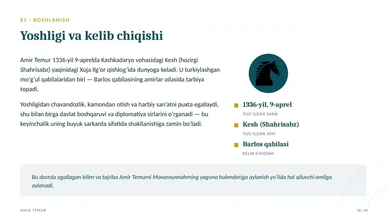 Amir Temur – Sohibqiron, buyuk sarkarda va davlat arbobi 2