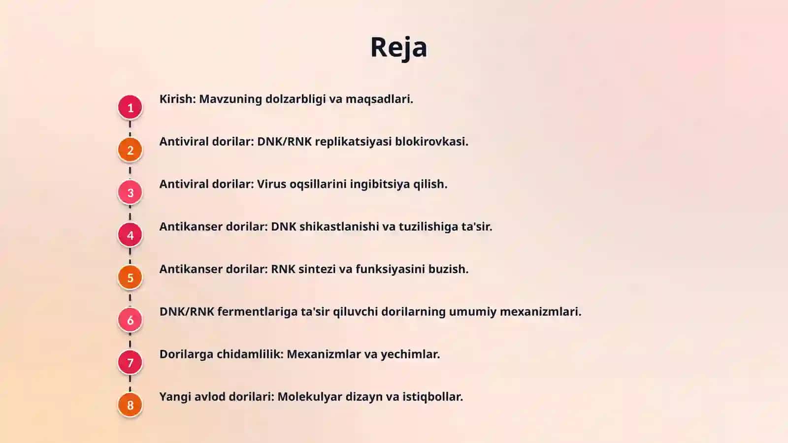 Viruslarga va o'smalarga qarshi dori vositalarning ta'sir mexanizmi (DNK, RNK fermentlariga nisbatan) 2