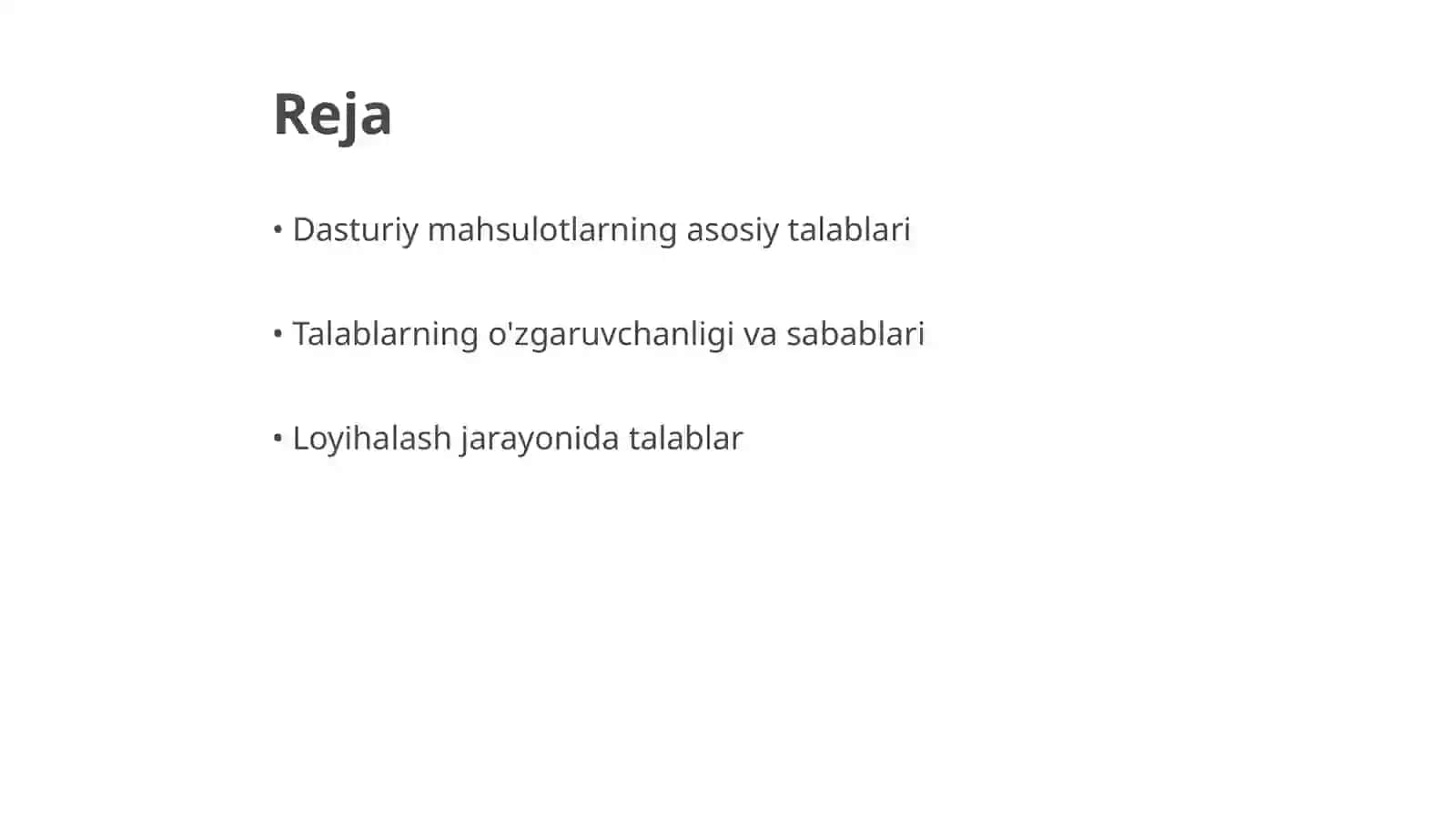 Dasturiy mahsulot ishlab chiqarish talablariga taʼsir qiluvchi jihatlarini aniqlash 2