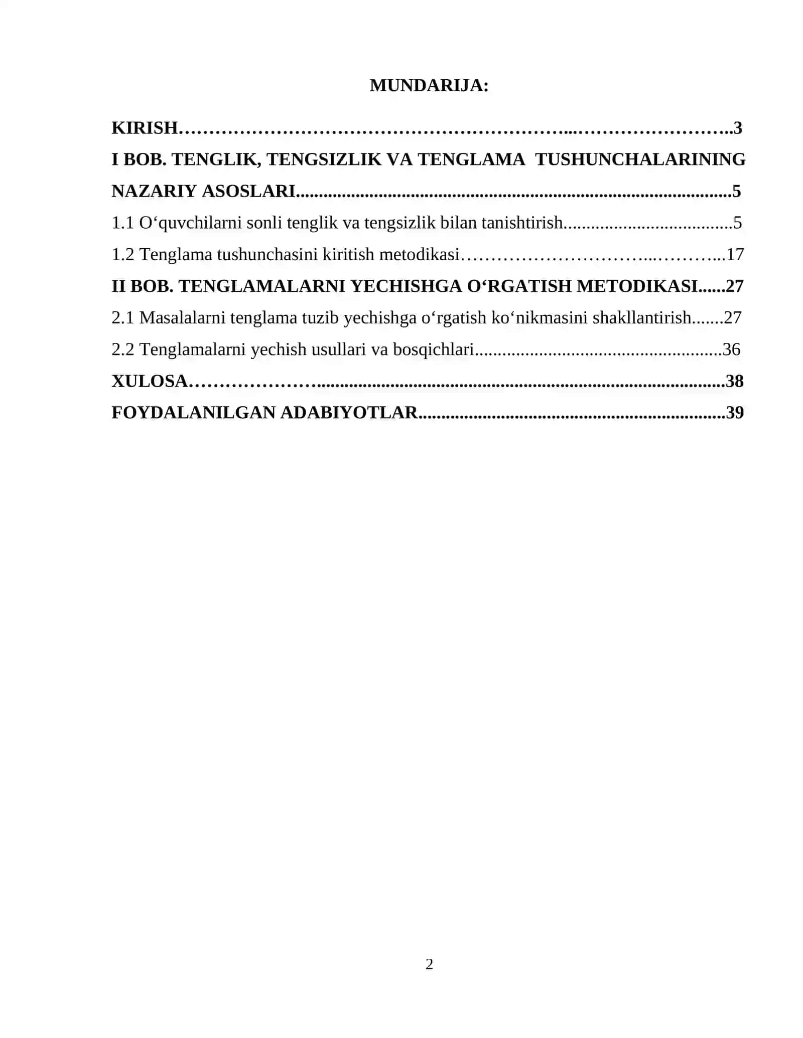 Tenglama va uni yechishga oʻrgatish 2