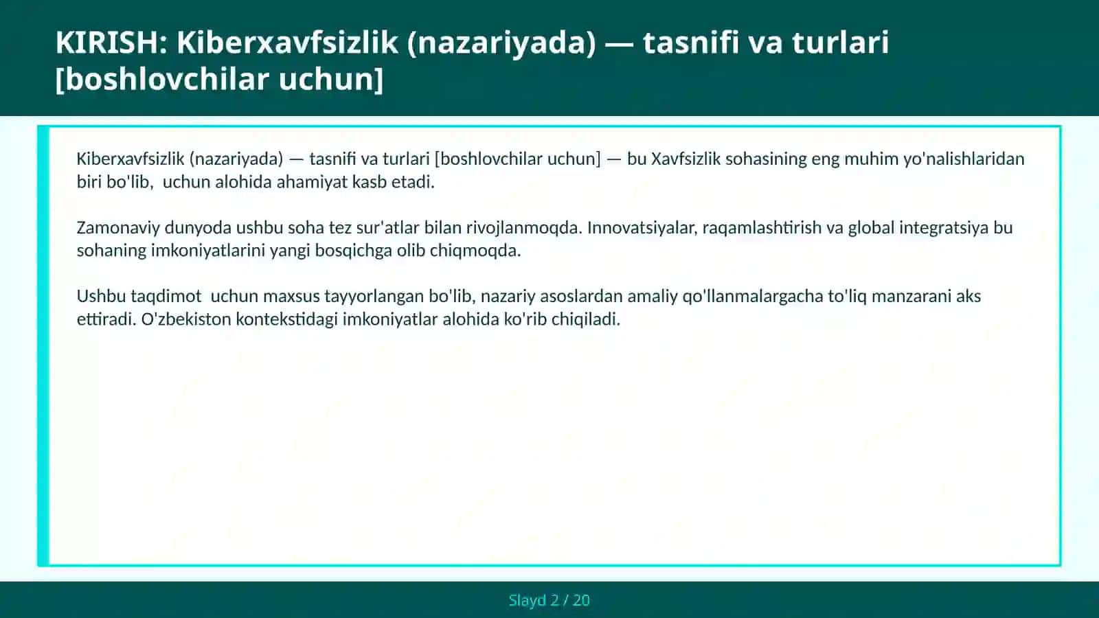 Kiberxavfsizlik (nazariyada) — tasnifi va turlari [boshlovchilar uchun] 2