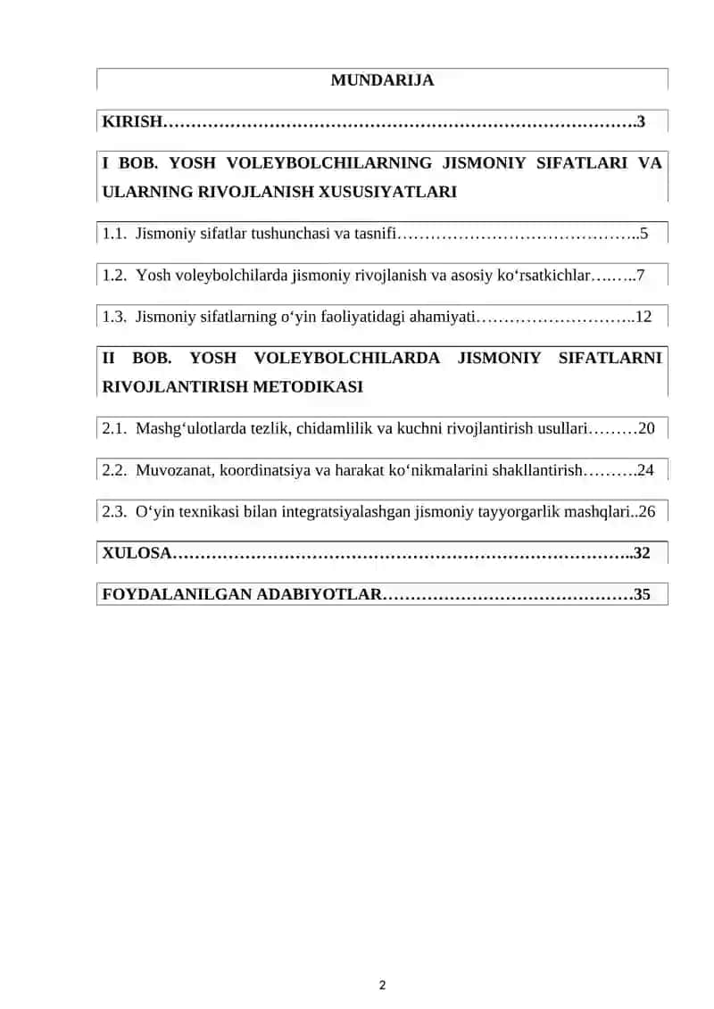 Yosh voleybolchilarning jismoniy sifatlarini  tarbiyalash asoslari 2