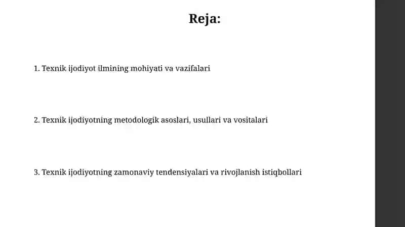 Texnik ijodkorlik fanining mohiyati va vazifalari 2
