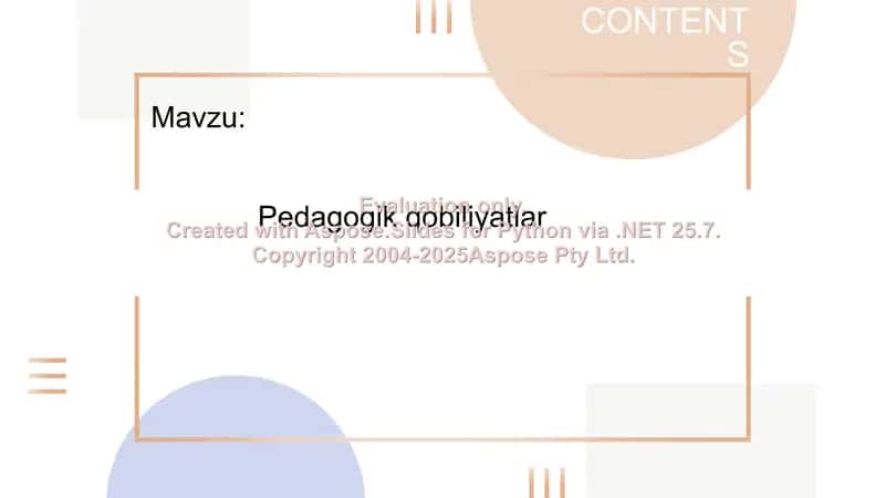 Pedagogik qobiliyatlar (Umumiy psixologiya fanidan mustaqil ish) 2