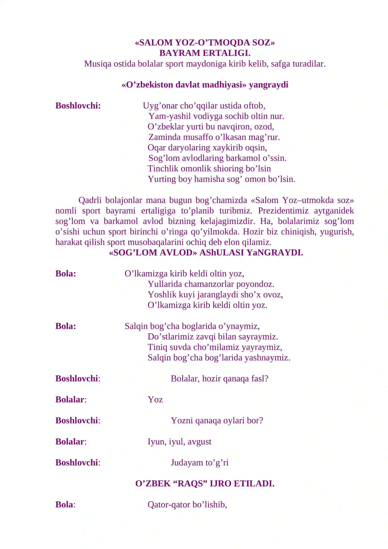 SALOM YOZ-O’TMOQDA SOZ 2