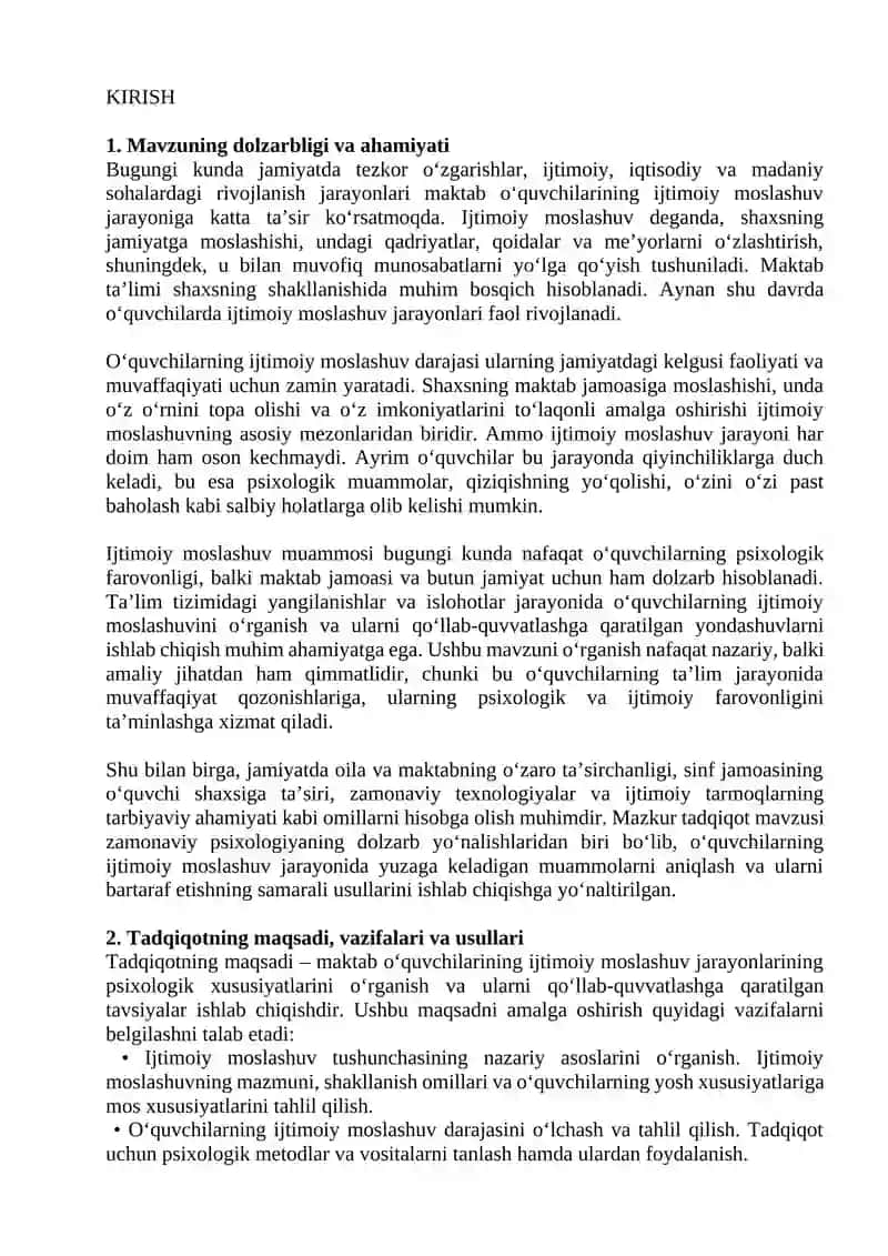 Maktab o’quvchilarining ijtimoiy moslashganligining psixologik xususiyatlari 2