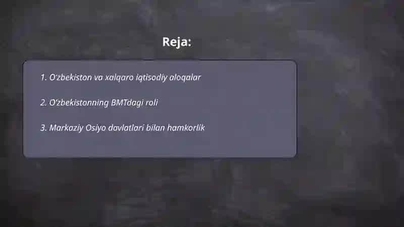 Oʻzbekiston va xalqaro iqtisodiy aloqalar 2