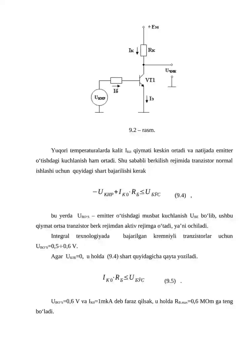 Bipolyar tranzistor asosidagi kalitlar 2