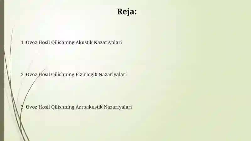 Ovoz Hosil Qilishning Akustik Nazariyalari 2