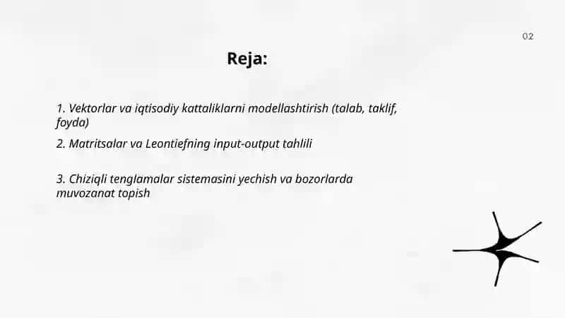 Chiziqli algebra elementlari va ularning iqtisodiyotdagi tatbiqi 2