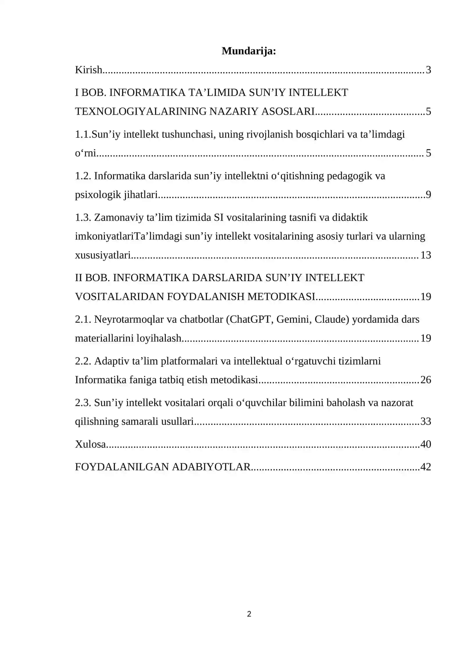 Sun'iy intellekt vositalaridan Informatika fanini oʻqitishda foydalanish metodikasi. 2