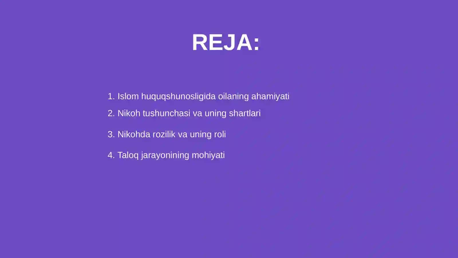 Islom huquqshunosligida oila, nikoh, taloq, idda, zihor tushunchalarini ta'riflash 2