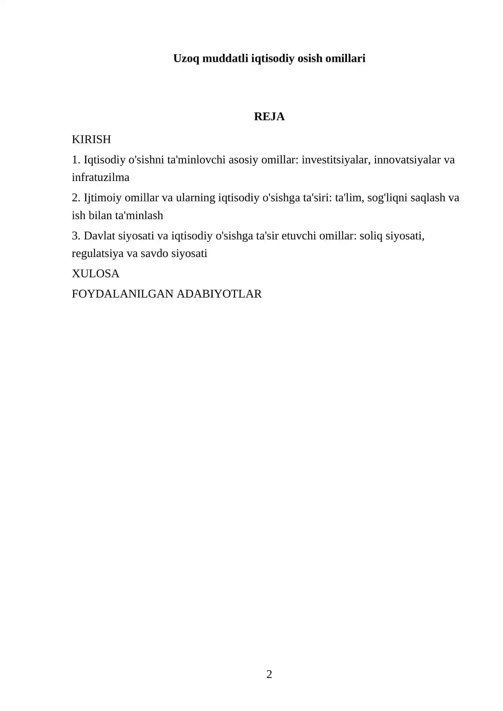Uzoq muddatli iqtisodiy osish omillari 2