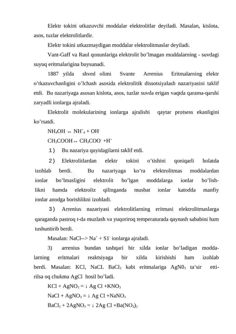 Elektrolitik dissotsiyalanish 2