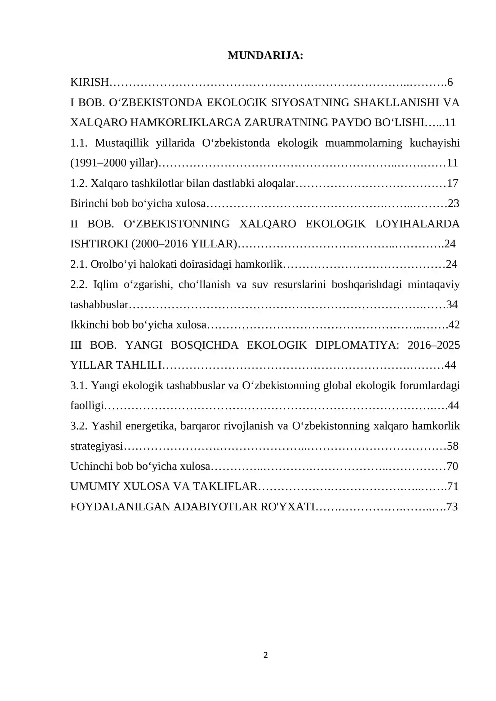 Oʻzbekiston respublikasining xalqaro ekologik hamkorlik tarixi 2