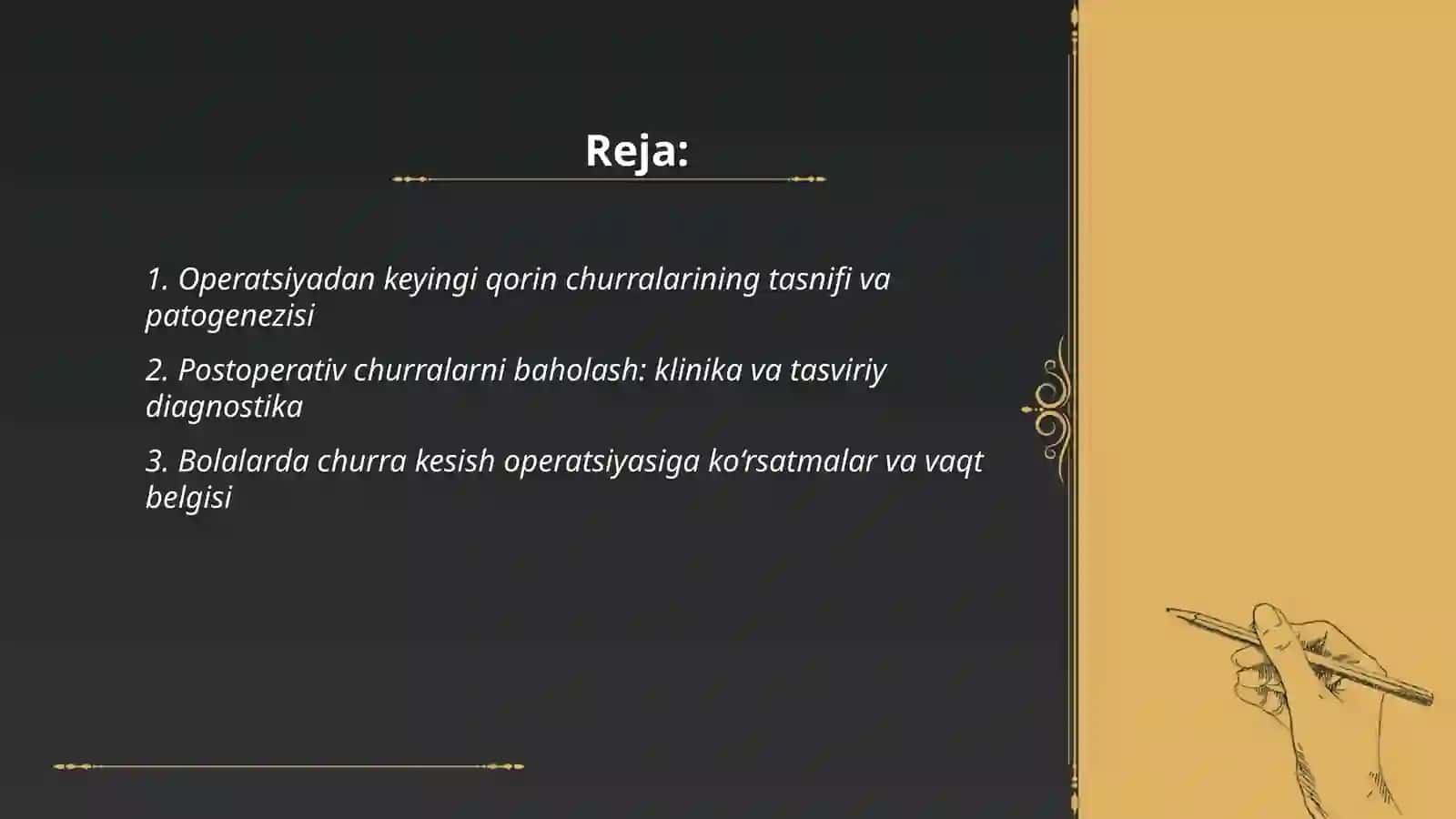 Operatsiyadan keyingi qorin churralari operativ xirurgiyasi 2