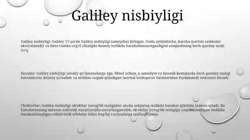 Galileyning Nisbiylik Prinsipi 2
