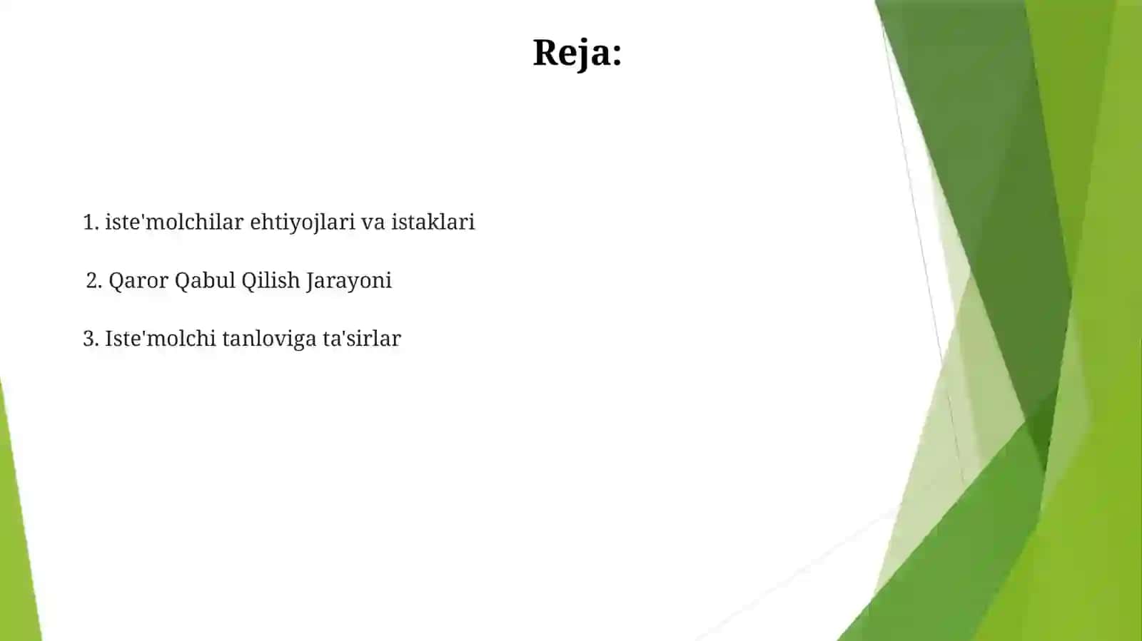 Iste’molchi hulqi nazariyasining asosiy holati 2