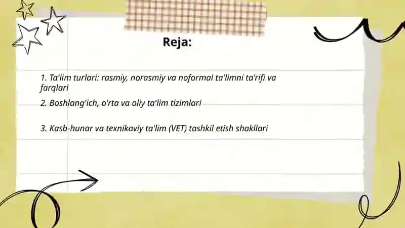 Ta'lim turlari va ta'limni tashkil etish shakllari 2