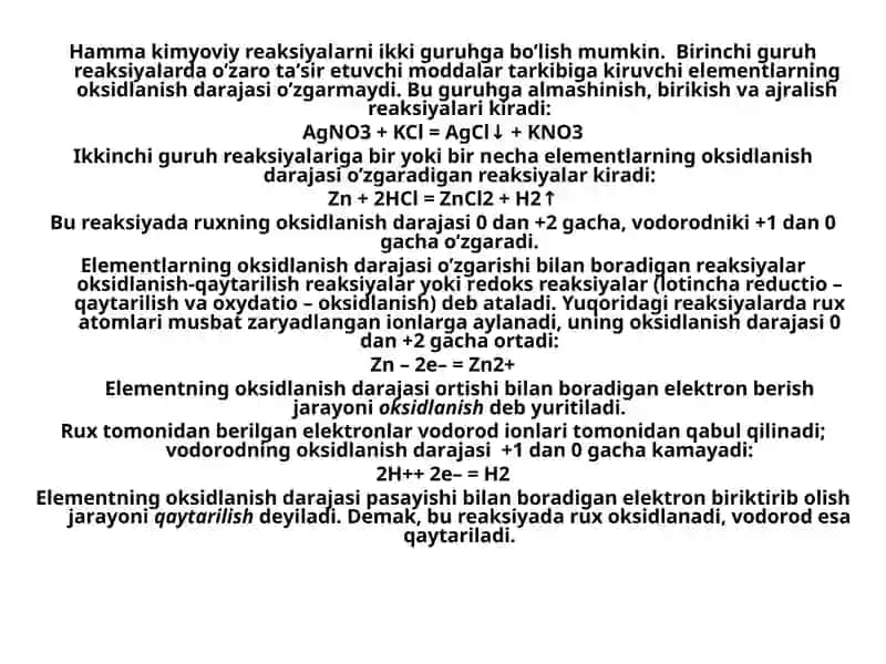 Оksidlаnish-qaytarilish reaksiyalаri 2
