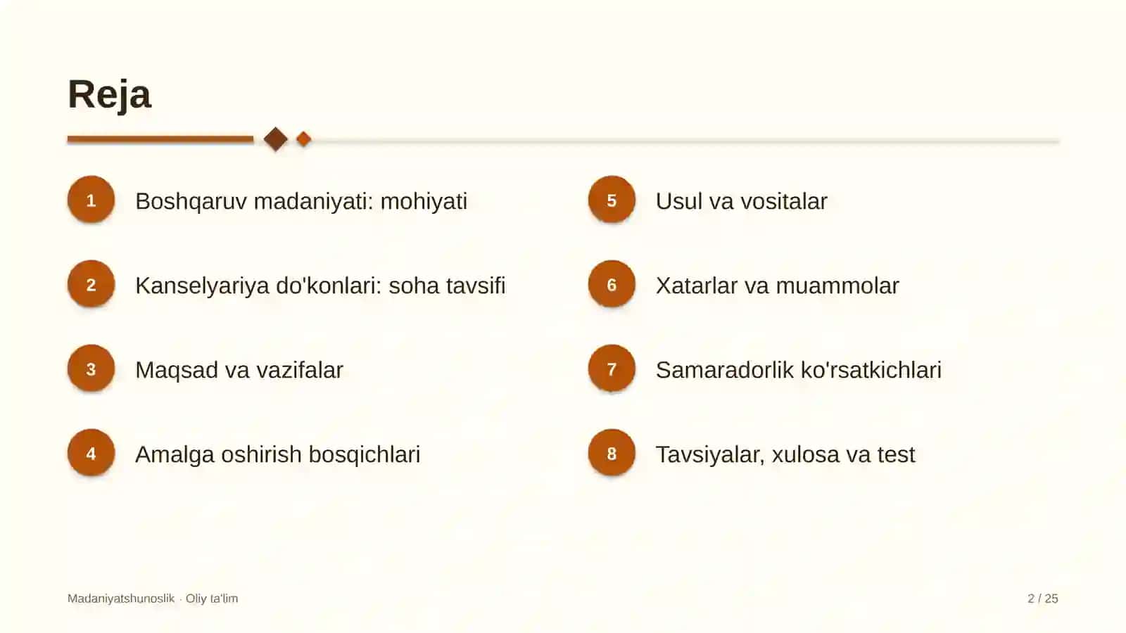 Kanselyariya do'konlarida boshqaruv madaniyati 2